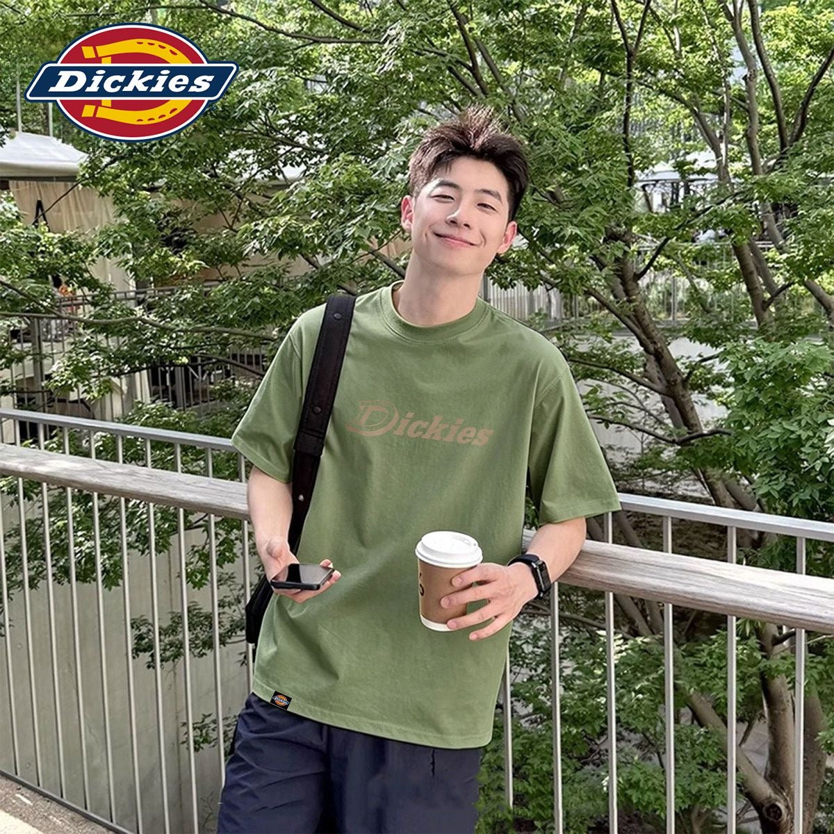Men’s Classic Logo Print Cotton Short‑Sleeve T‑Shirt, Loose Casual Street‑Wear Tee