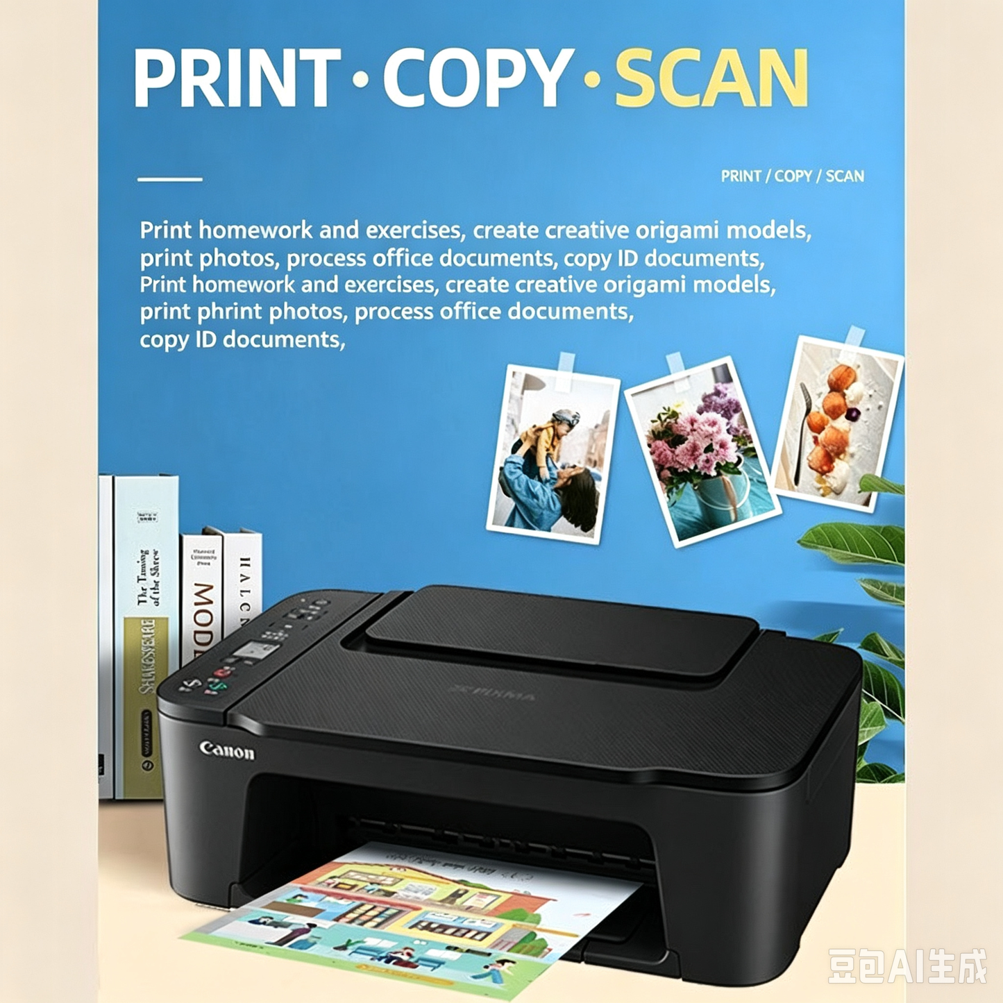 Canon All‑in‑One Inkjet Printer, Print Copy Scan Multifunctional Home Office Printer, Wireless Direct Printing for Smartphone & Tablet