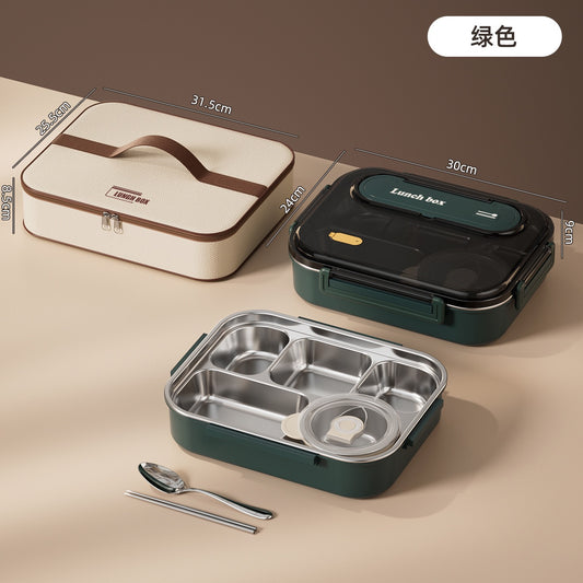 Stainless Steel Compartment Lunch Box With Thermal Lunch Bag, Leak‑Proof Bento Box with Spoon & Chopsticks for Office & Outdoor Use