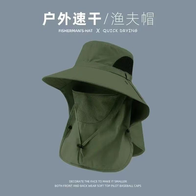 Full Face Neck Flap UV Protection Bucket Hat