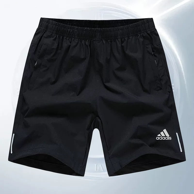 Men Quick Dry Casual Sports Shorts, Elastic Waist Shorts With Zipper Pockets