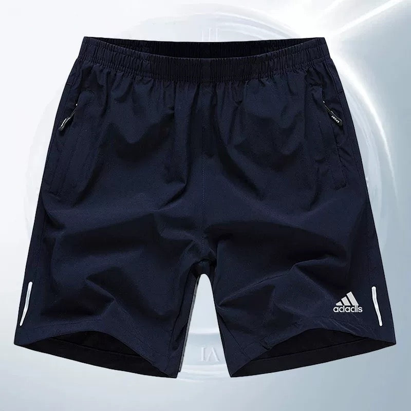 Men Quick Dry Casual Sports Shorts, Elastic Waist Shorts With Zipper Pockets