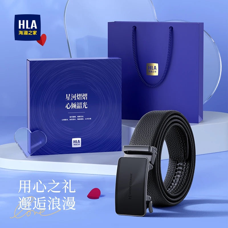 Men Leather Belt, Automatic Buckle Waist Strap With Gift Box Set