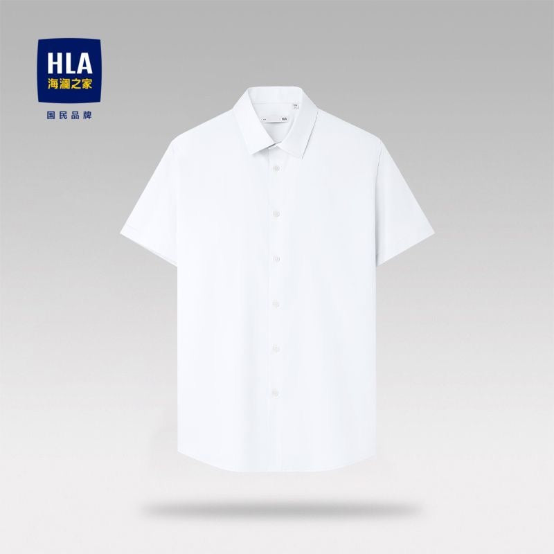 HLA Men's Short‑Sleeve White Dress Shirt