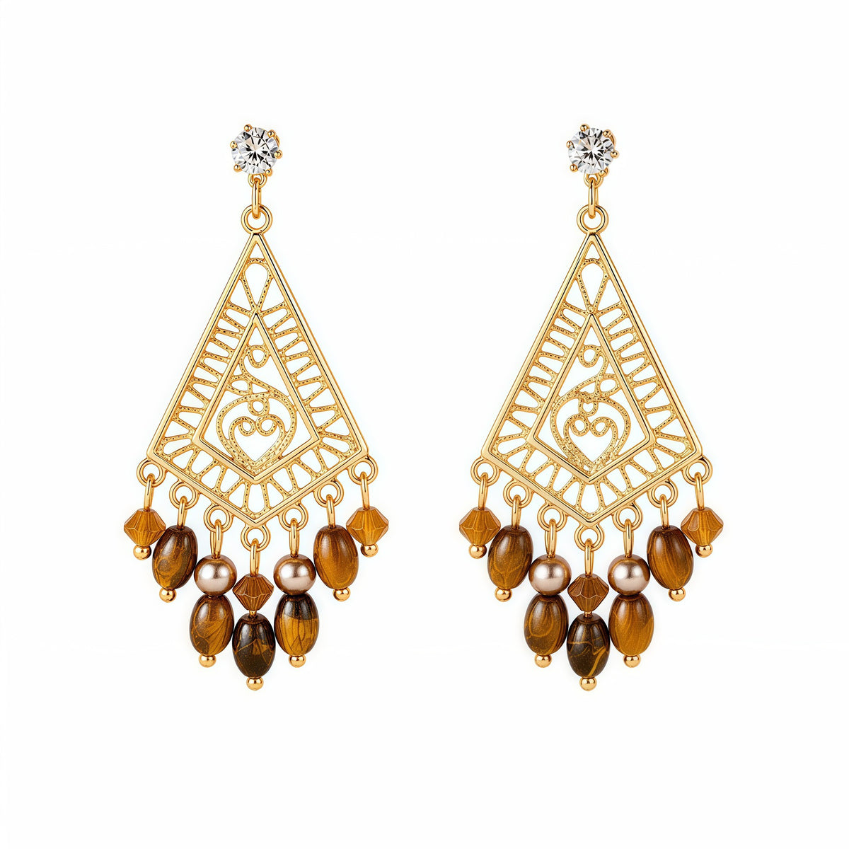 Vintage Hollow Tassel Dangle Earrings, Bohemian Beaded Drop Ear Jewelry for Women