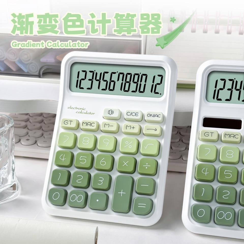 Desktop Office Calculator, 12‑Digit Large Display Solar Battery Dual Power Calculator for Home & Business