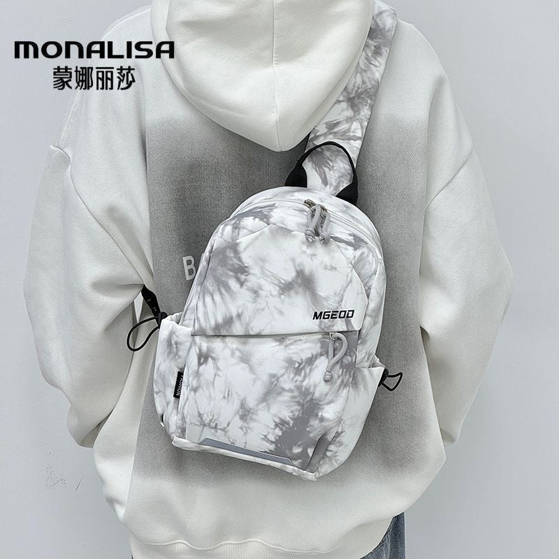 Mini Tie‑Dye Backpack, Convertible Crossbody Shoulder Bag, Lightweight Casual School Daypack for Men Women