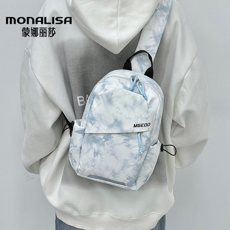 Mini Tie‑Dye Backpack, Convertible Crossbody Shoulder Bag, Lightweight Casual School Daypack for Men Women